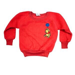 Vintage Disney Winnie the Pooh Red Fleece Embroidered Pooh Bear 4T